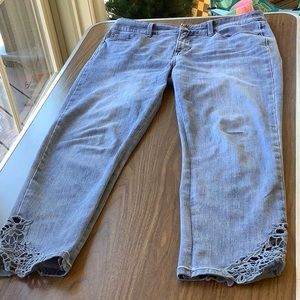 Soft Surroundings laced jeans.